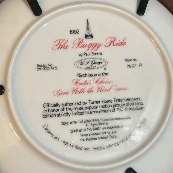 Gone With The Wind Collectors Plate - Picture 4 of 6